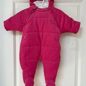 *NEW* Polo Ralph Lauren Pink Corduroy Baby Snowsuit Fleece Lined Soft Cozy 6M